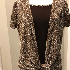 Brown sparkly tie top